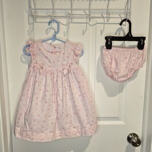 Pink Floral Kids Dress And Bloomers Set 24 months